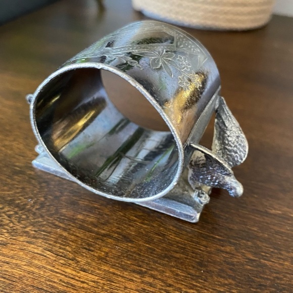 Victorian Silver Plate Figural Eagles Napkin Ring Meriden 146 Antique Birds Rare - Picture 5 of 9